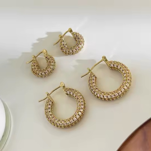 Baby Hoop Crystal Gold Earrings - Picture 4 of 5